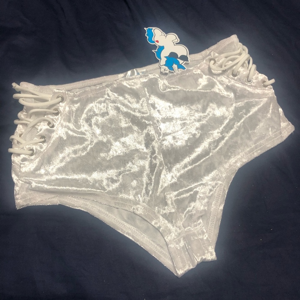 NWT iheartraves White Velvet Booty Shorts Rave